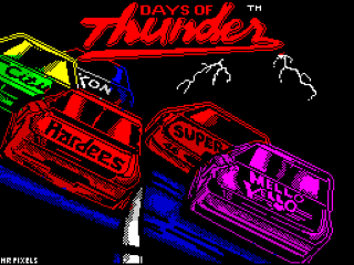 Days of Thunder title screen for ZX Spectrum